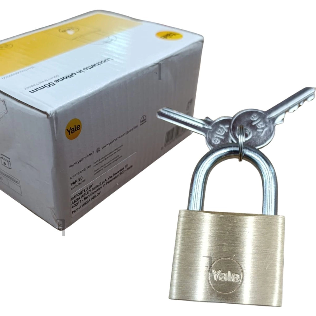 6 X Lucchetto in ottone Yale 50mm con arco in acciaio