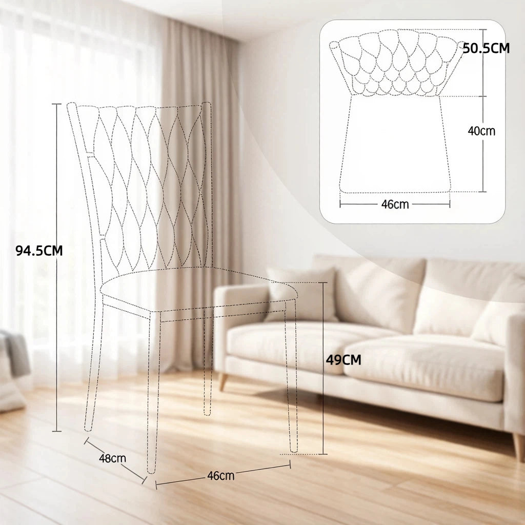 SEDIA Imbottita Schienale Alto 47 x 94,5 x 59,5 cm Velluto Grigio Scuro/Oro Set da 2 pezzi