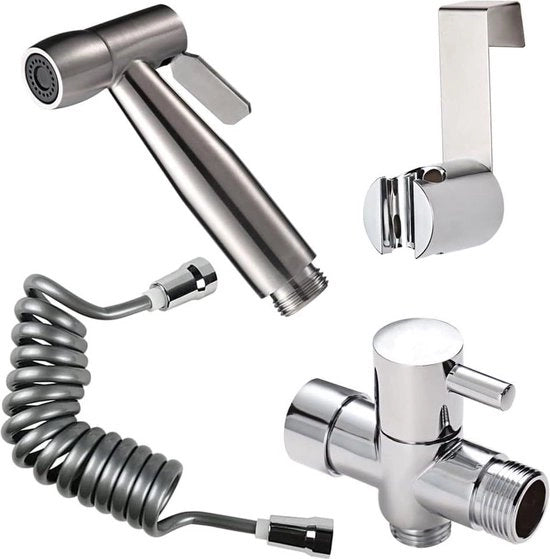 Bidet Manuale in Acciaio Inossidabile - Igiene Personale - Regolazione di Pressione dell'Acqua Adattabile - Cromo 
Bidet Sprayer Completo - Set per Bagno