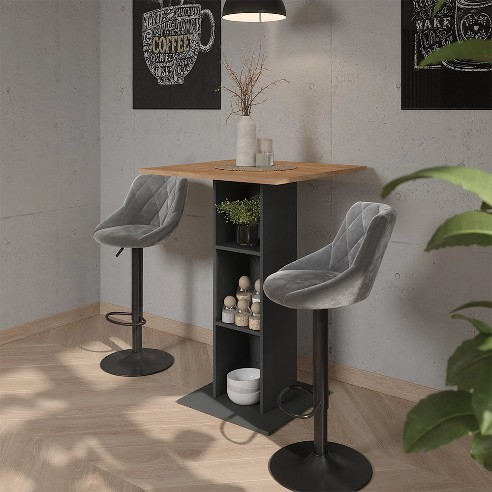 Set di 2 sgabelli da bar Sena Grigio/Nero 47.5 x 84 cm Vicco