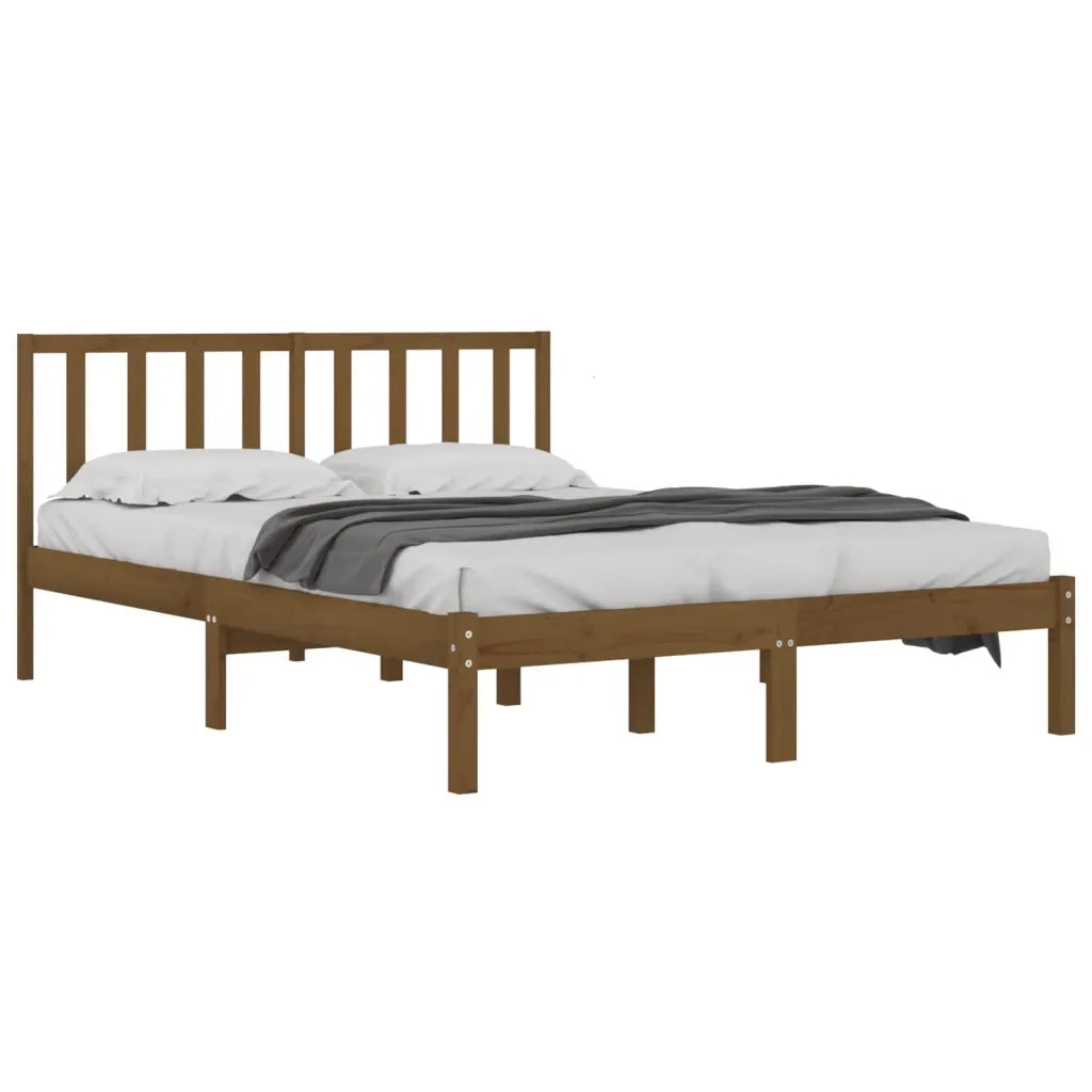 Letto matrimoniale | Letto per adulti | Giroletto senza Materasso Ambra in Legno di Pino 200x200 cm