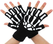 Manopole senza dita nera - Manopole scheletriche - Accessori Halloween - Unisex - Respiranti - Polyester - Manopole senza dita