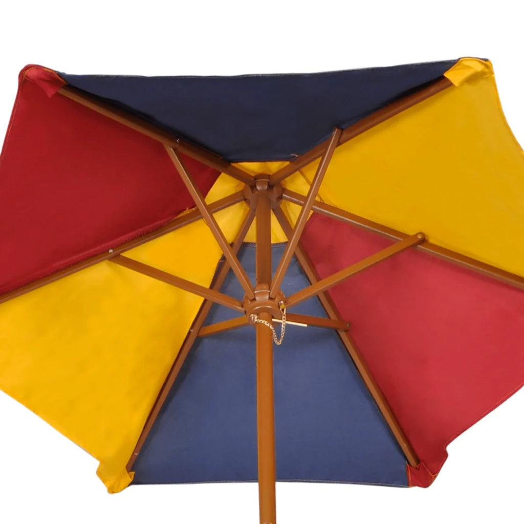 Tavolo e Panchine per Bambini con Parasole Legno Multicolore 40773