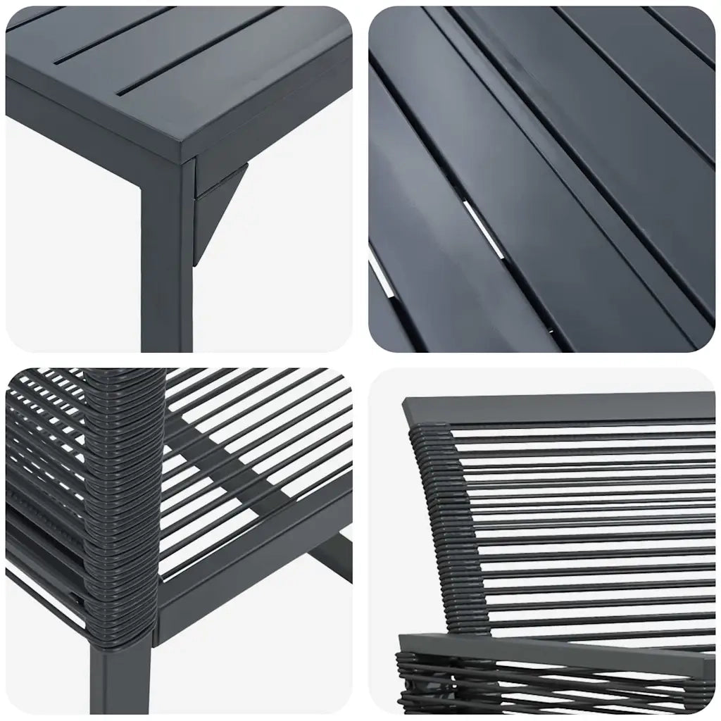Set da Pranzo per Giardino 7 pcs Nero polyrattan 3378820