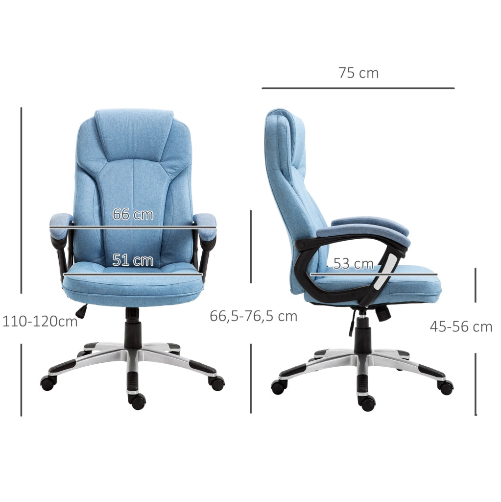 Sedia da ufficio ergonomica azzurra regolabile 66x75x110-120 cm