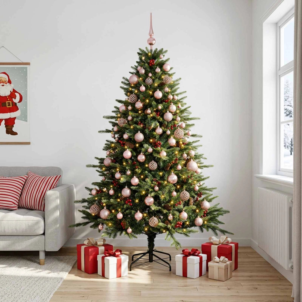 Albero di Natale artificiale con palline 210 cm 300 LED 3466676