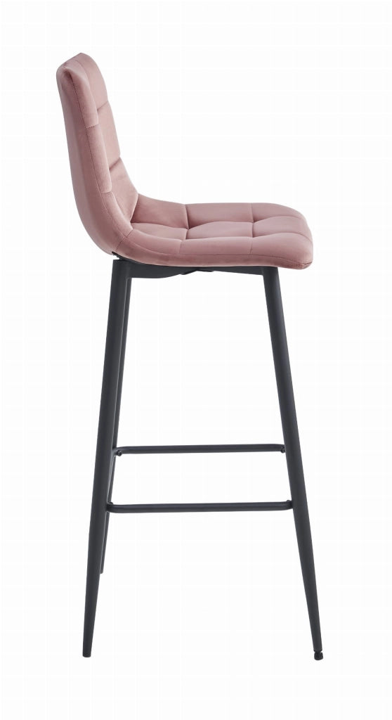 Sgabelli da bar Valora TEOTO in velluto rosa scuro con gambe in acciaio nero x2