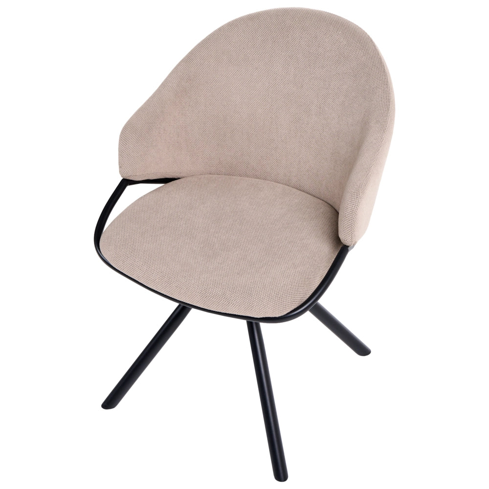 Set di 2 sedie da pranzo in stile scandinavo con rivestimento in tessuto idrorepellente per soggiorno e sala da pranzo tortora gambe nere