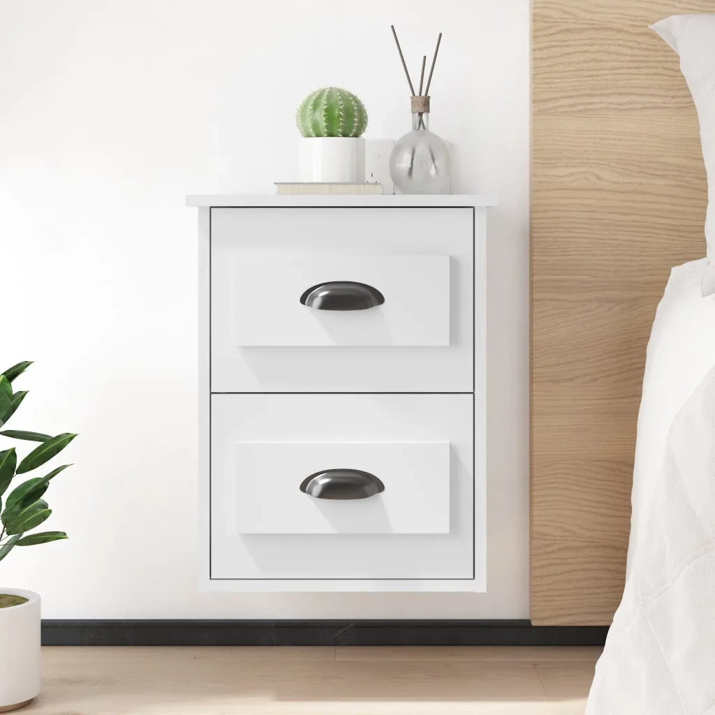 Comodino | Armadio da Notte | Mobiletto da notte a Parete Bianco 41,5x36x53 cm