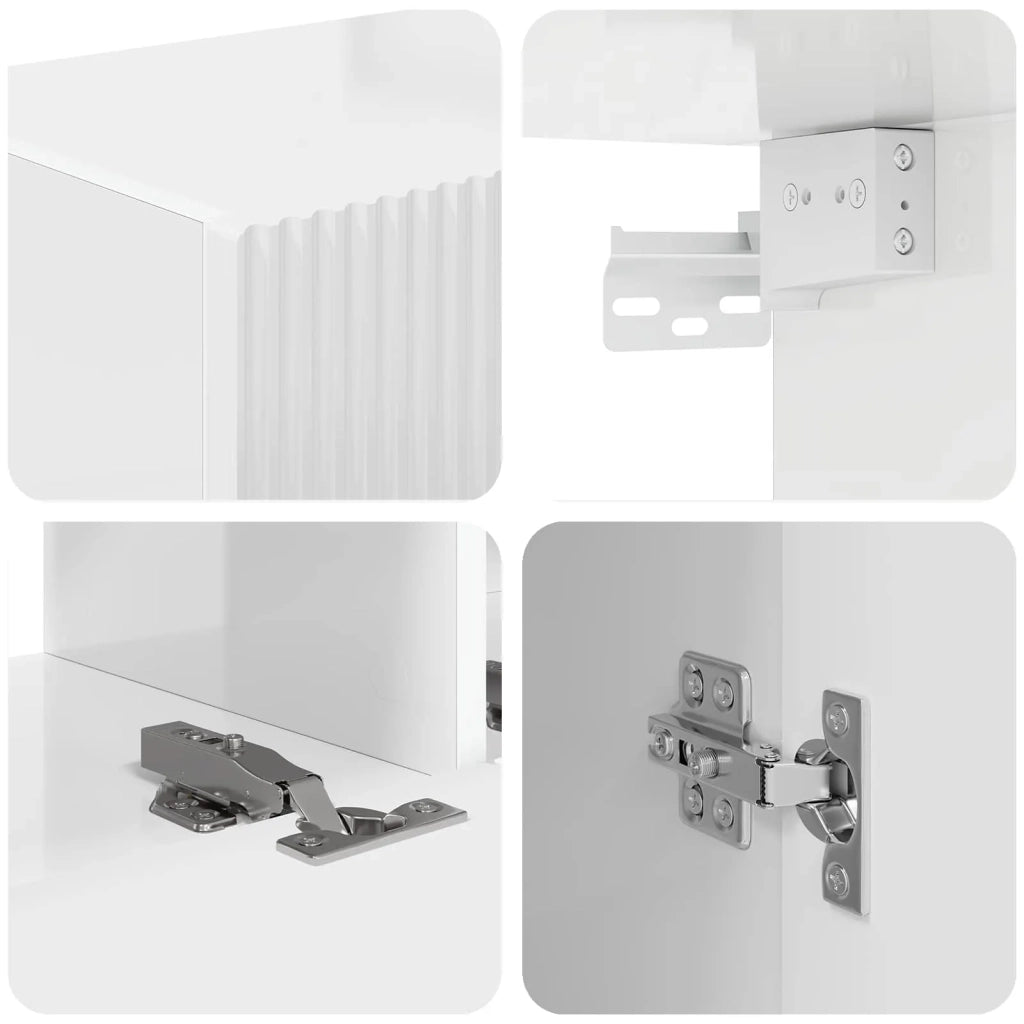 Set di Mobiletto da TV a Parete 4 pcs Bianco Lucido