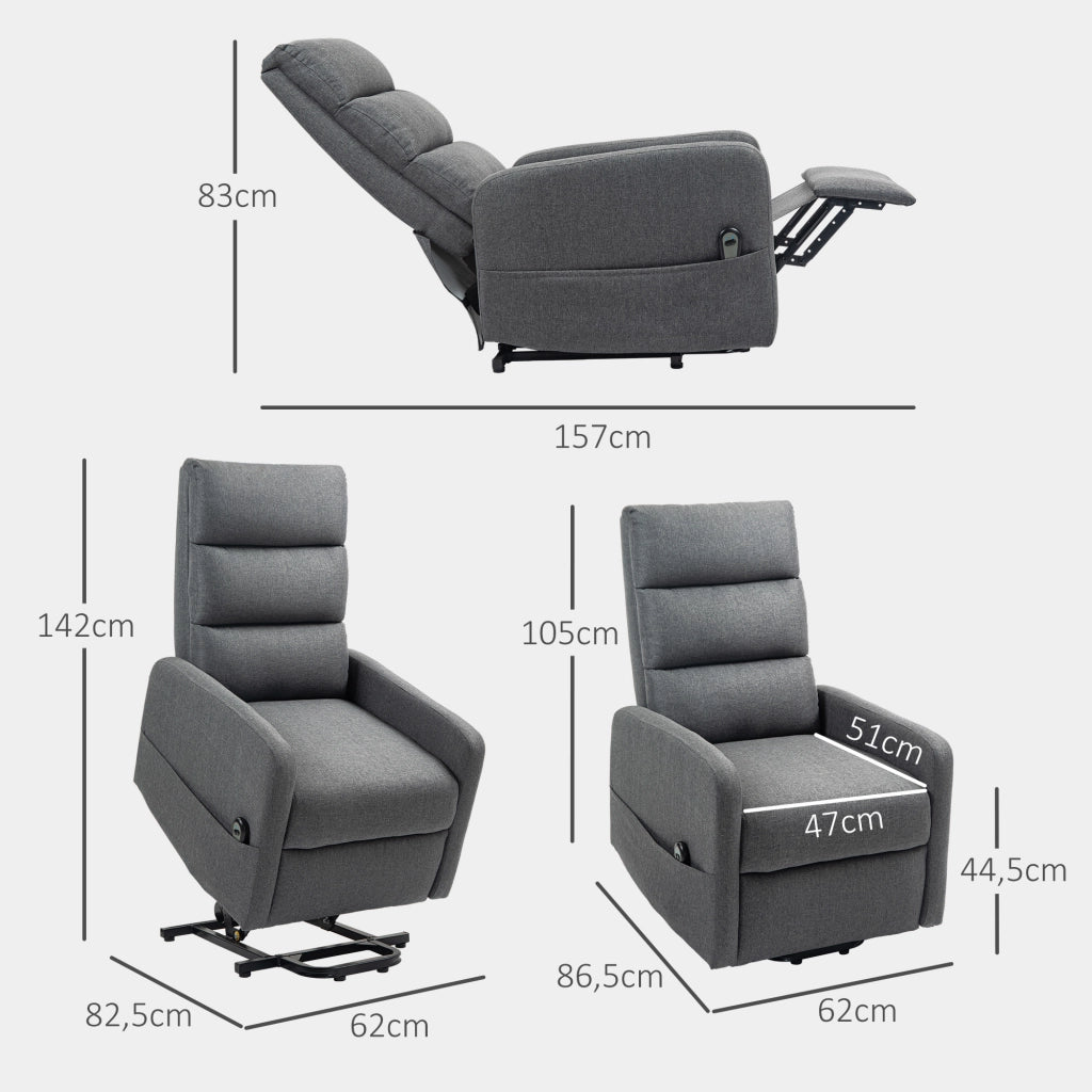 Poltrona Relax Elettrica con Alzapersona ¨C zephmum ¨C Grigio, Tessuto, Telecomando