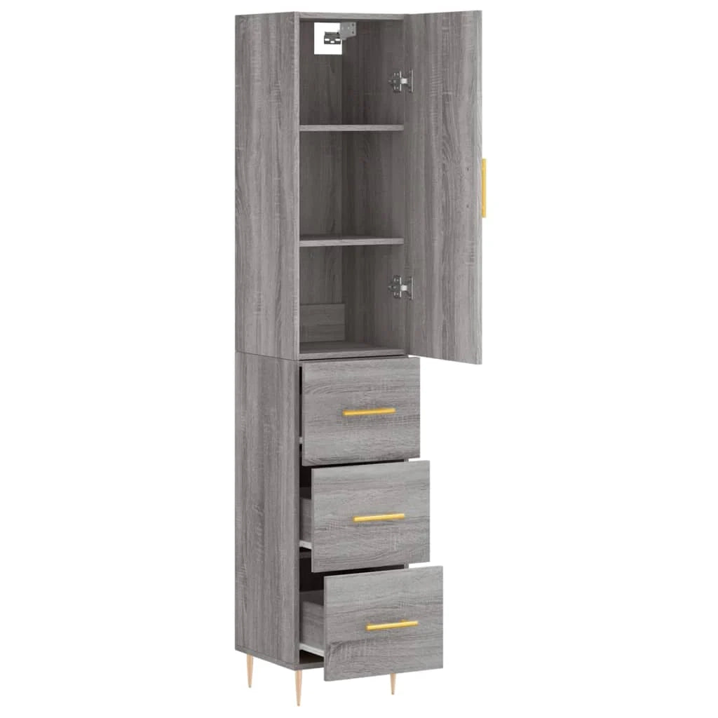 Buffet credenza cassettiera armadio mobile contenitore organizer cucina soggiorno salotto rovere Sonoma alto 34,5 x 34 x 180 cm legno ingegnerizzato grigio 02_0035303