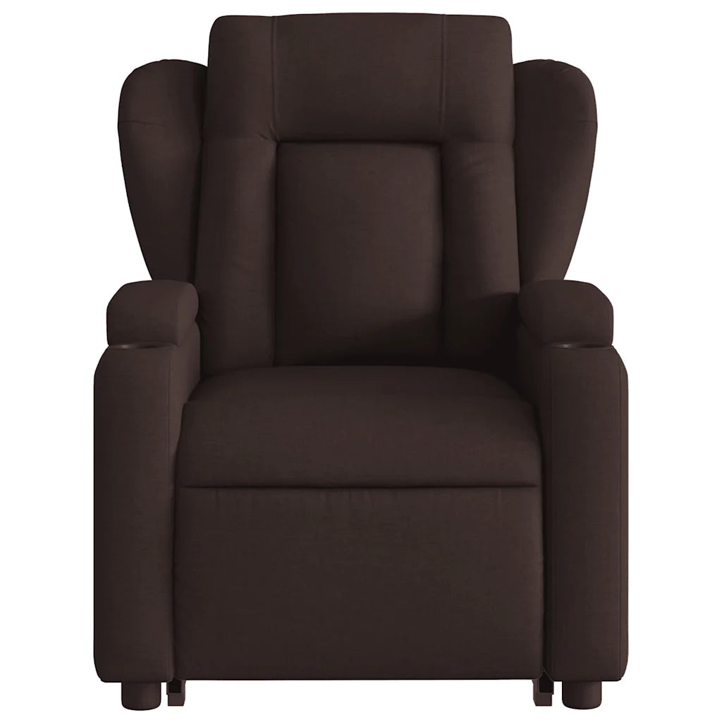 Poltrona Alzapersona Massaggio Elettrica Marrone Scuro Tessuto 3204523