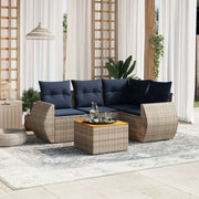 Set Divani da Giardino 5 pz con Cuscini Grigio in Polyrattan 3224990