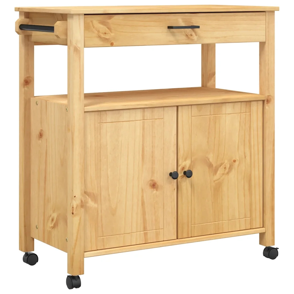 Carrello da Cucina MONZA 84x40x88,5 cm in Legno Massello di Pino 376106