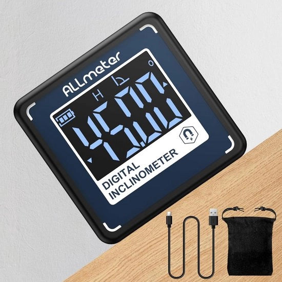 Mini Gradenboog e Hellingsmetro Digitale - Caricabile e Idrogrado con Display VA per Costruzione e Lavorazione del Legno