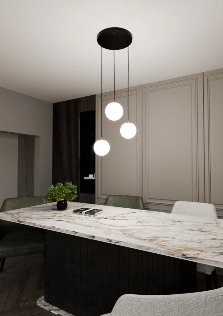 Lampadario Emibig Royal 3 luci E14 vetro bianco oro