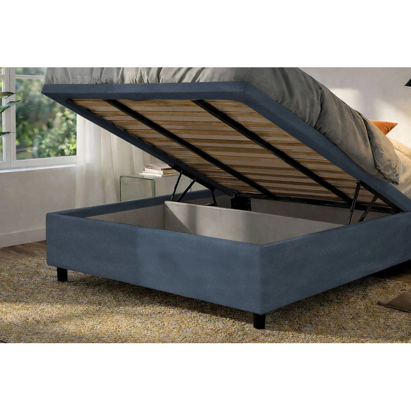 Letto imbottito Matrimoniale 160x200 cm Soft - Contenitore,Microfibra,Blu