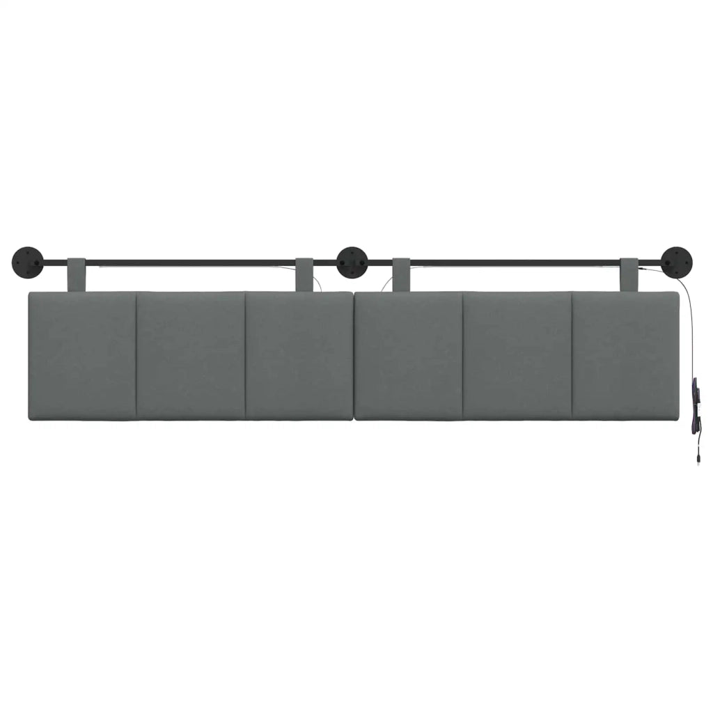 Testiera sospesa Con luce LED Grigio Scuro Tessuto