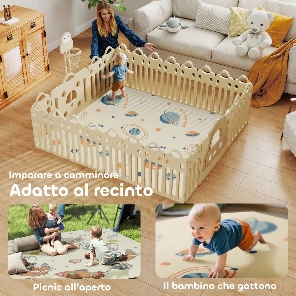 Tappeto Gioco Bambini Tema Spazio ¨C Xylo ¨C XPE Impermeabile 196x176x1.5cm Multicolore