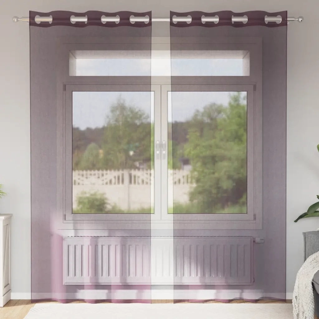 Tende in Voile con Occhielli 2 pz Viola 140x225 cm