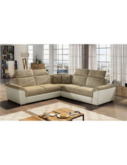 Divano ad angolo FREDERICO Beige 5 posti con poggiatesta 266x266cm