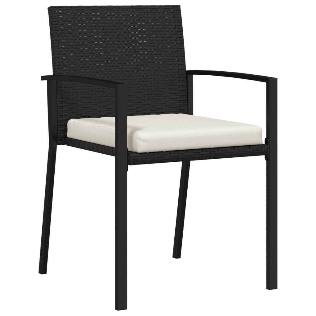 Set da pranzo da giardino 5 pezzi Nero Polyrattan