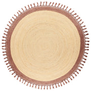 Tappeto Beige e Marrone Rotondo 200 cm Boho Rustico Spirale Intrecciato Fatto a mano Juta Naturale Camera da letto Soggiorno