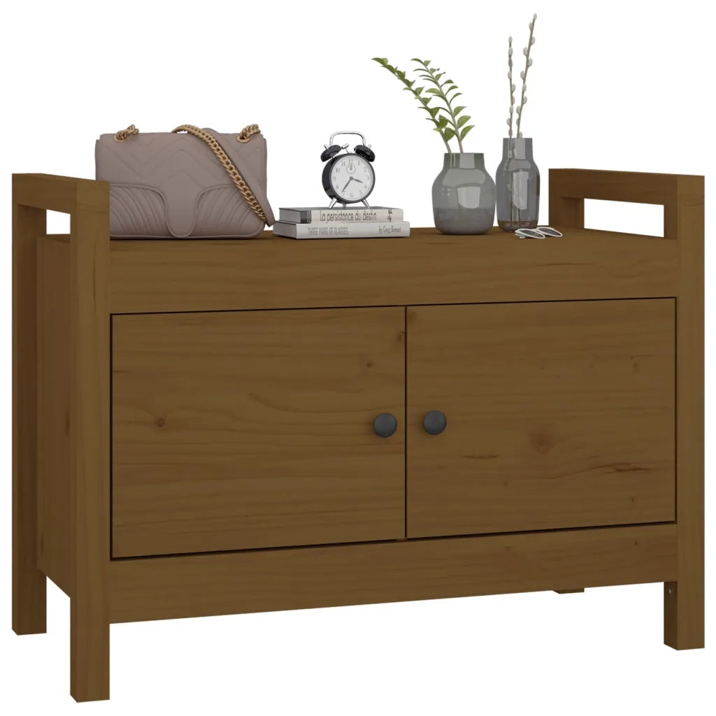 Panca da ingresso-Sgabello-Panca da Corridoio Ambra 80x40x60 cm in Legno Massello di Pino