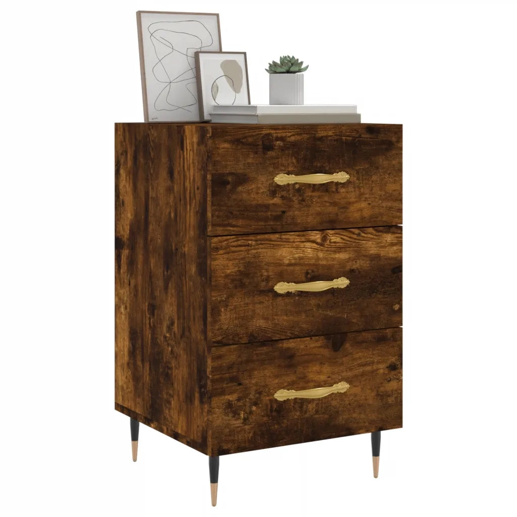 Comodino | Armadio da Notte | Mobiletto da notte Rovere Fumo 40x40x66 cm in Legno Multistrato