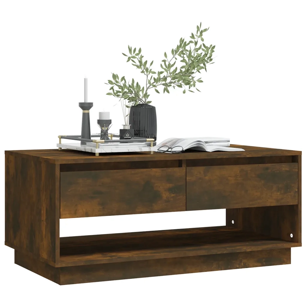 Tavolino da Salotto-Tavolino da soggiorno-Tavolo Rovere Fumo 102,5x55x44 cm in Truciolato