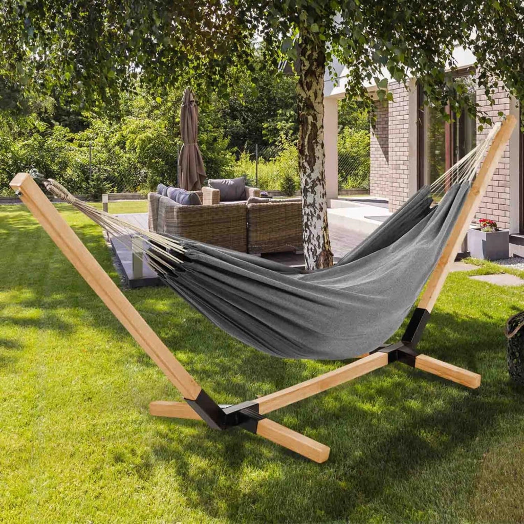 Amaca con supporto in legno e tela grigio antracite TAHITI