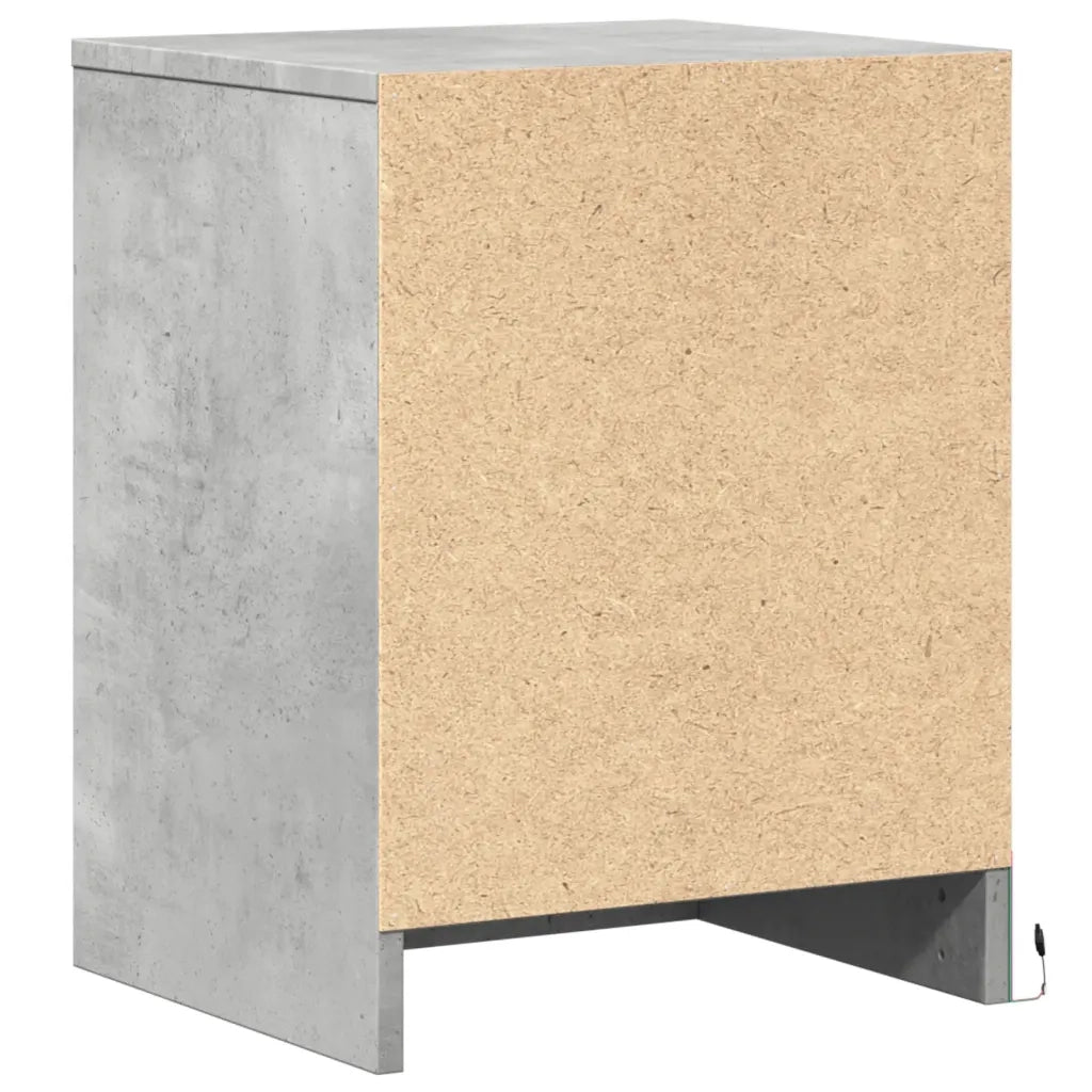 vidaXL Comodini con Luci LED 2pz Grigio Cemento in Legno Multistrato
