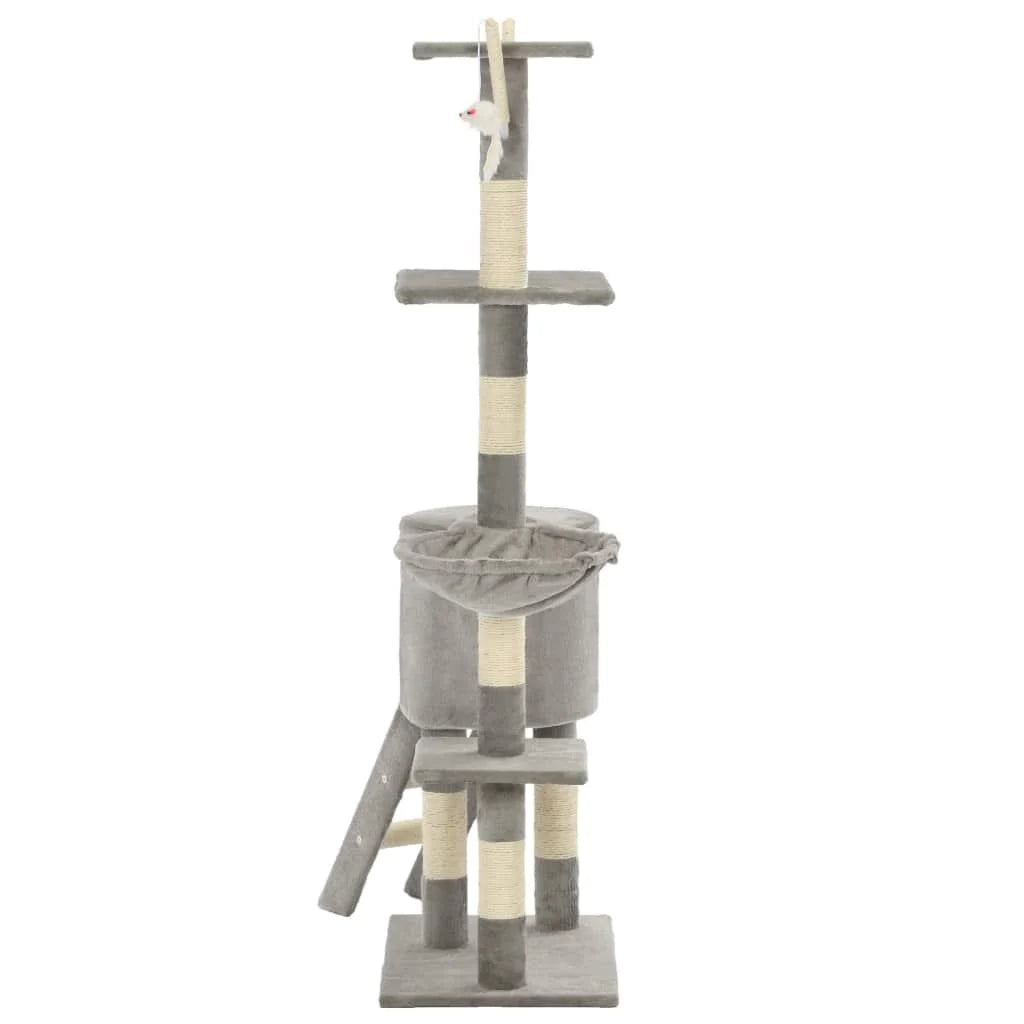 Tiragraffi albero per gatti cuccia per gatti giocattolo peluche sisal 138 cm grigio 3702036