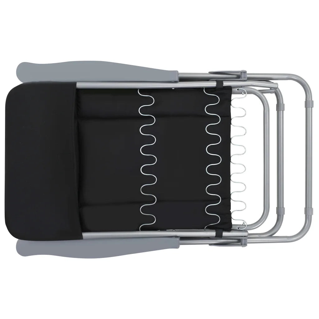 Sedie da Giardino Pieghevoli con Cuscino 2 pz Nere 44319