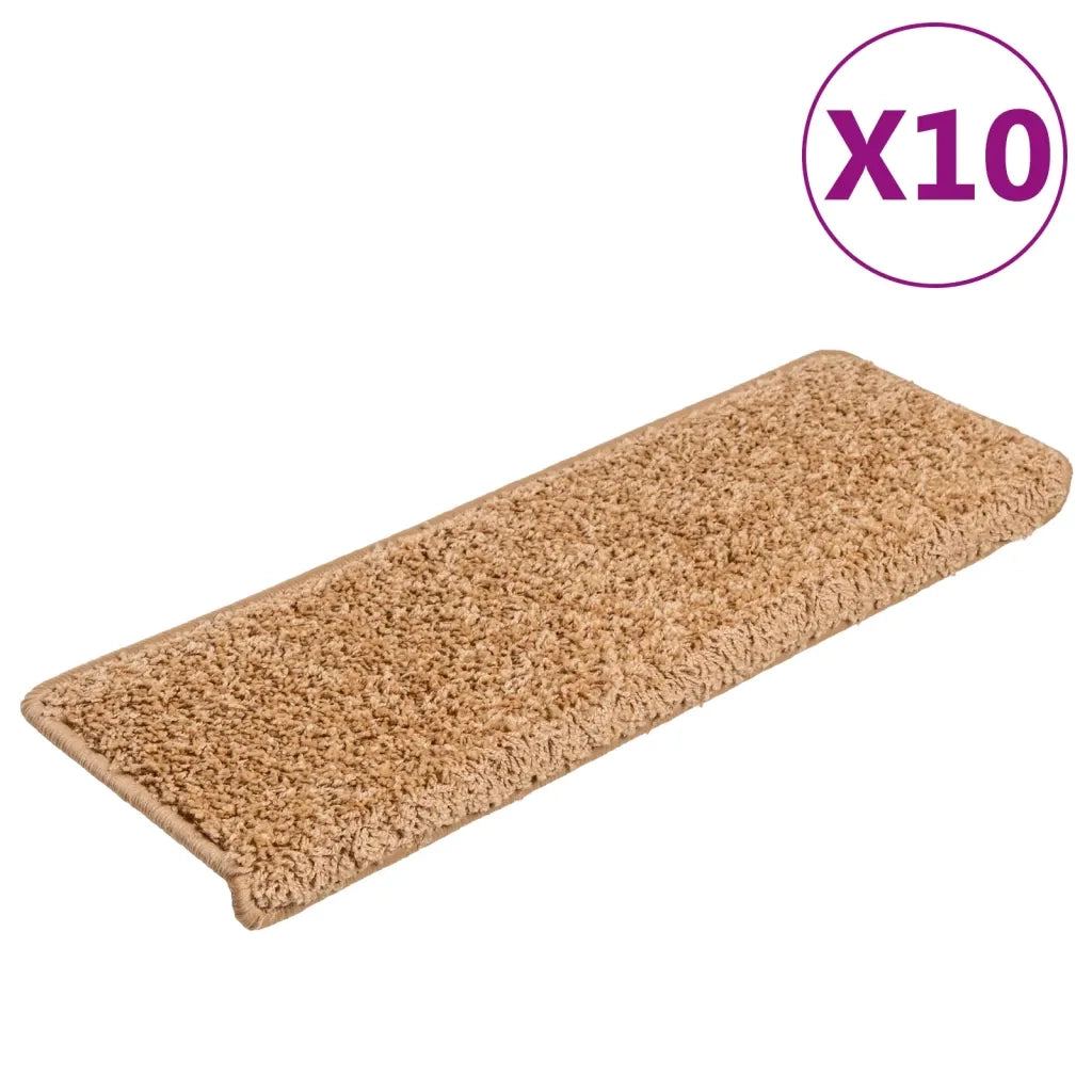 Tappetini per scale 10 pz 65x21x4 cm Beige Bordo rettangolare 149819