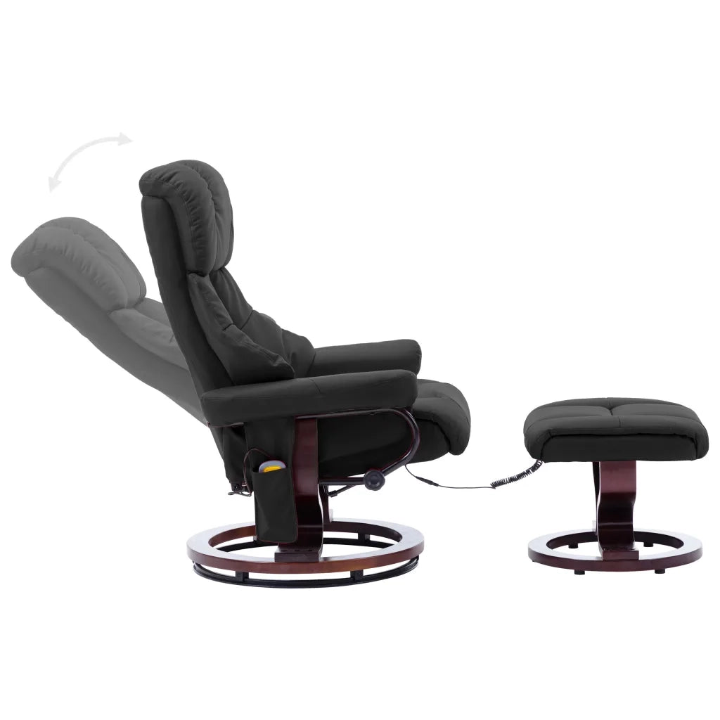 Poltrona Massaggi Reclinabile Grigia Similpelle e Legno Curvato 289868