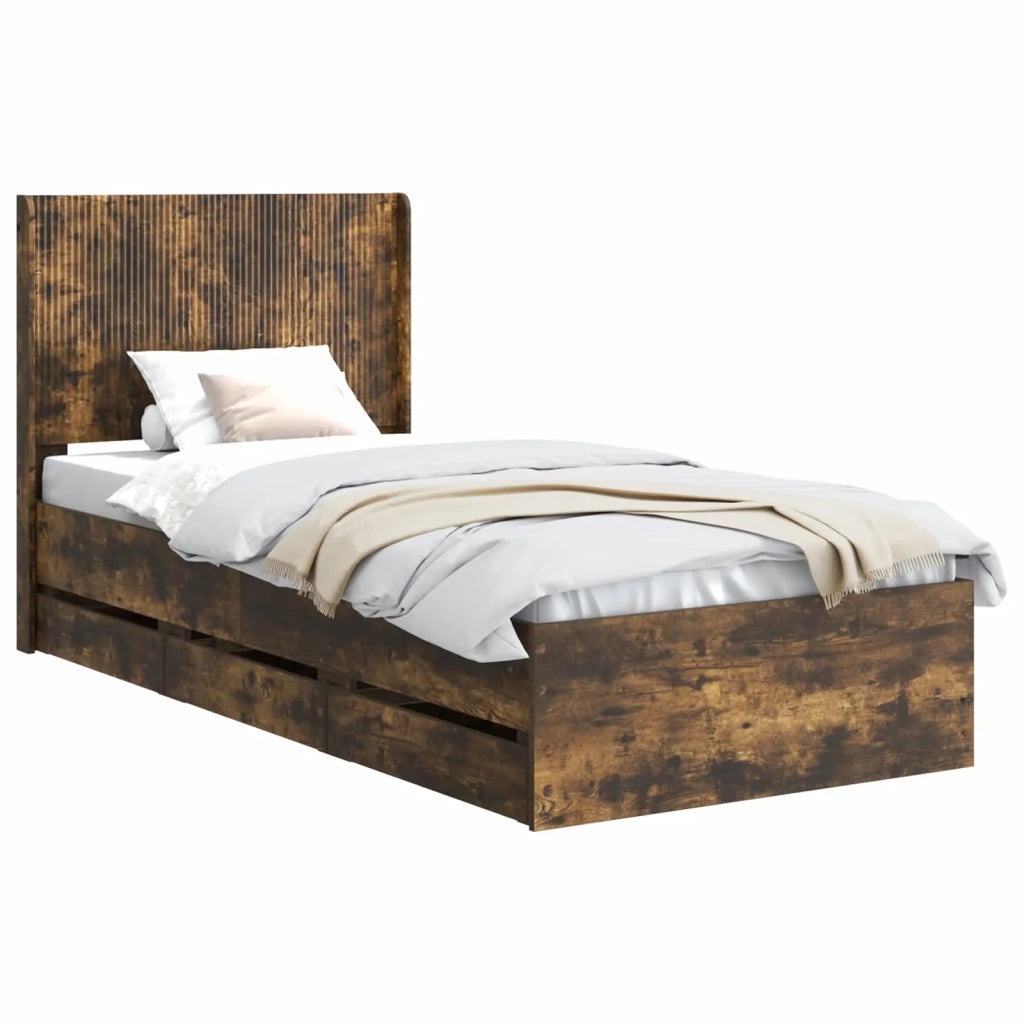 Struttura del letto con stoccaggio e testata Rovere Fumo 3413993