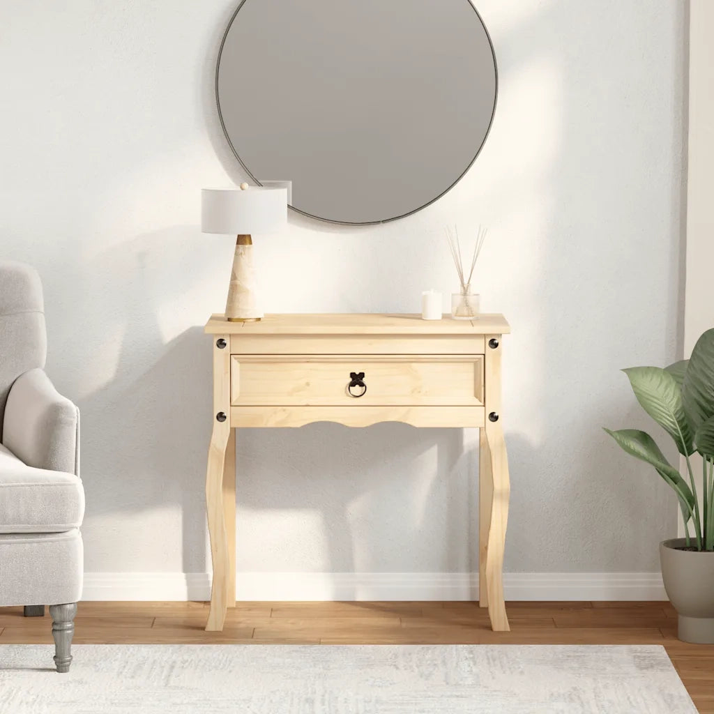 Tavolino Consolle-Tavolino da soggiorno-Tavolo Corona 73x35x73 cm in Legno Massello di Pino