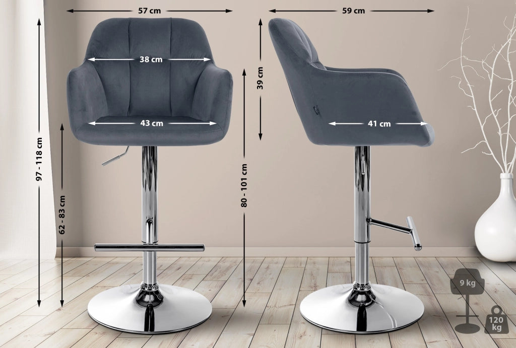 Barhocker Natoma Samt chrom