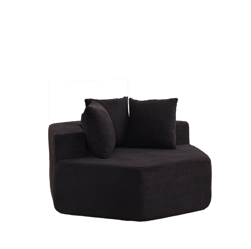 Poltrona lounge modulare esagonale in ciniglia nera