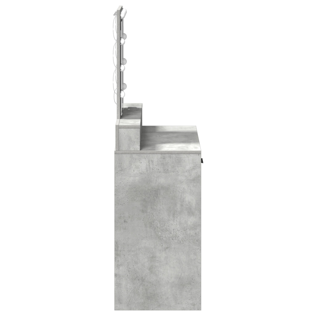 Tavolo da trucco vitaXL con luci LED Grigio cemento 79x41x140 cm