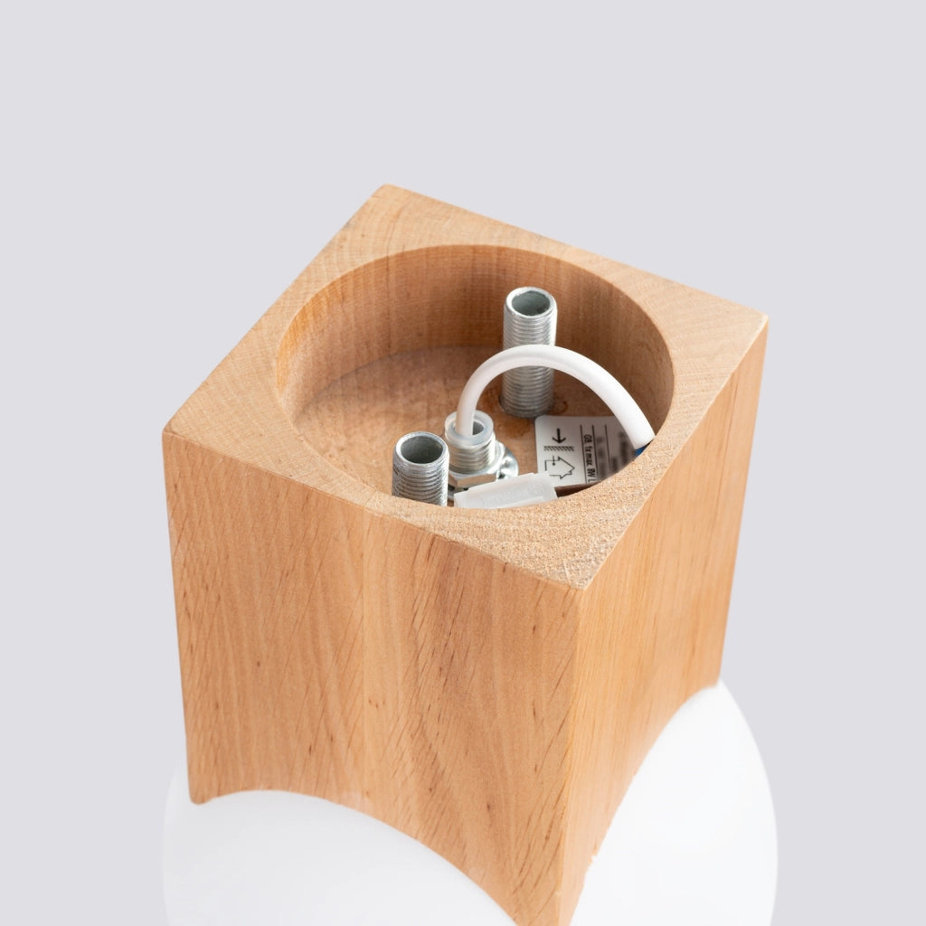 Plafoniera scandinava legno/vetro sfera G9 Pure Lume