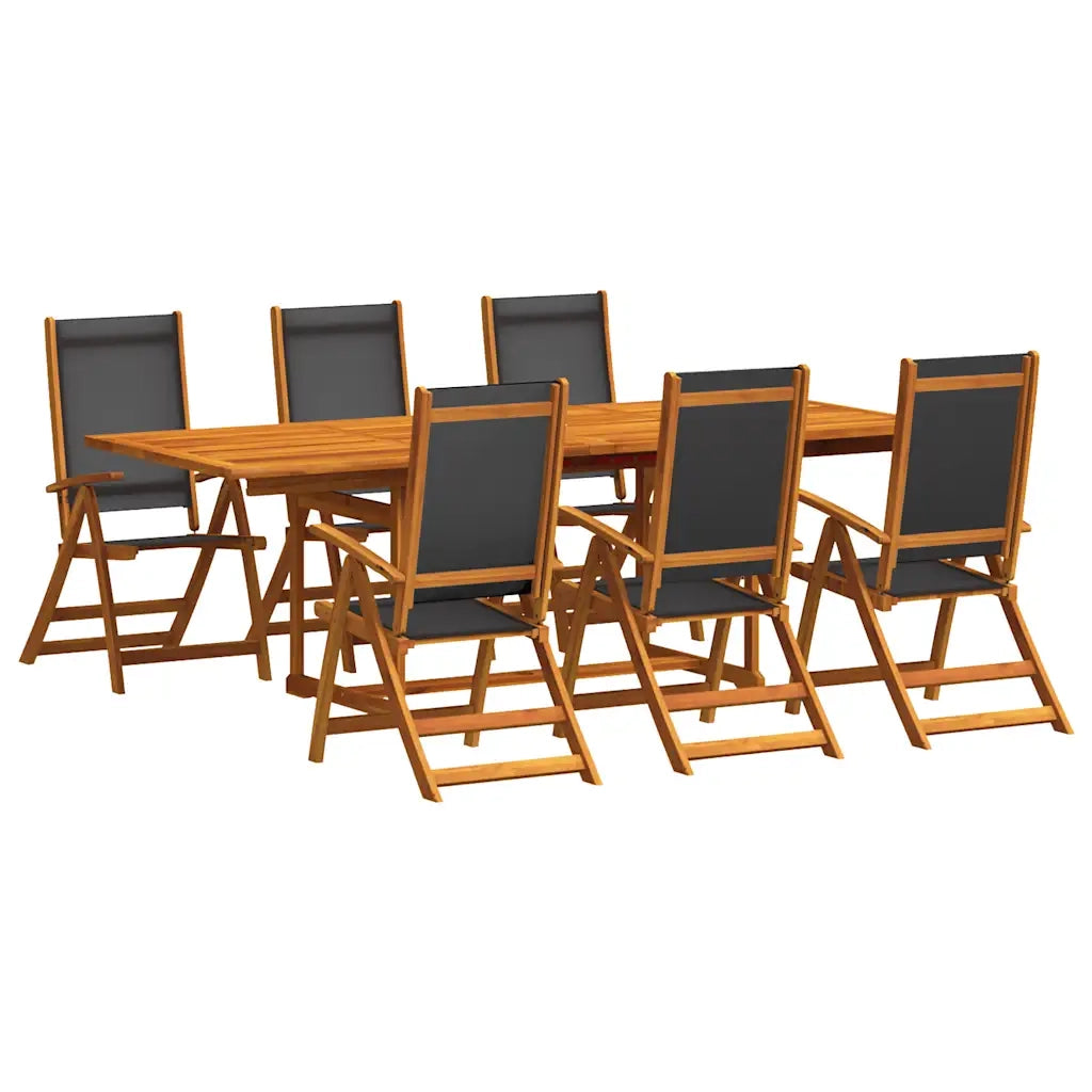 Set Pranzo da Giardino 7pz Legno Massello di Acacia e Textilene