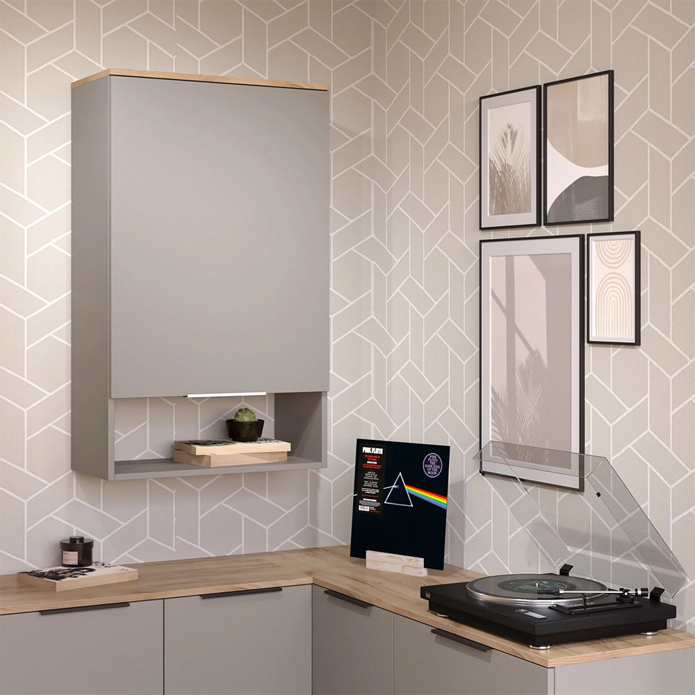 Vicco Libreria da parete Grigio 60 x 100 cm con porta