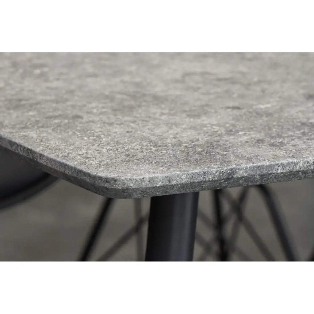 Tavolo da pranzo CALDERO 140 cm – Tavolo contemporaneo aspetto pietra e metallo