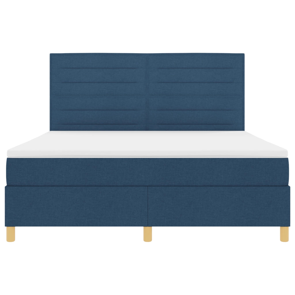 Letto a Molle con Materasso Blu Super King Tessuto