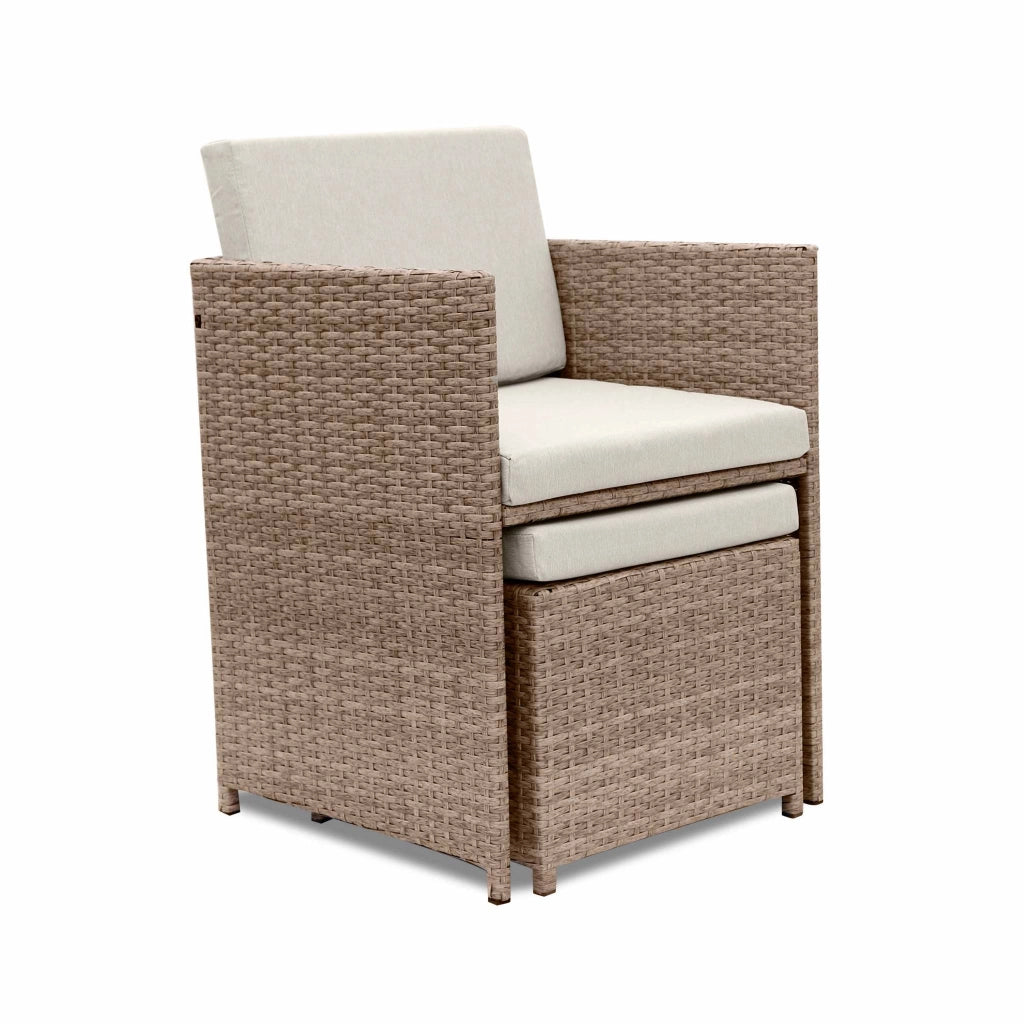 Set tavolo da giardino in resina intrecciata con 8-12 poltrone, beige