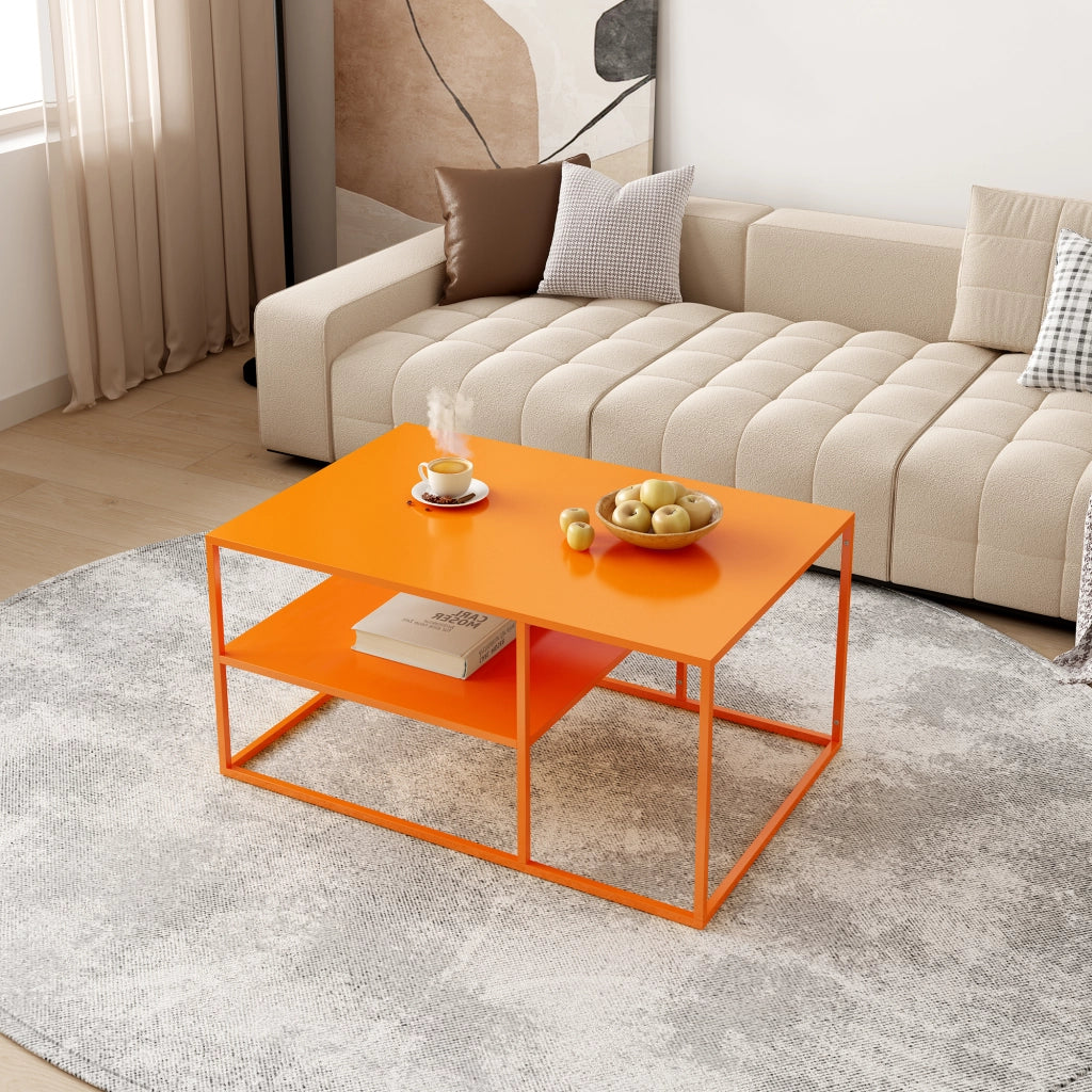 Tavolino da Salotto 'Solund' Metallo - Arancione [en.casa]