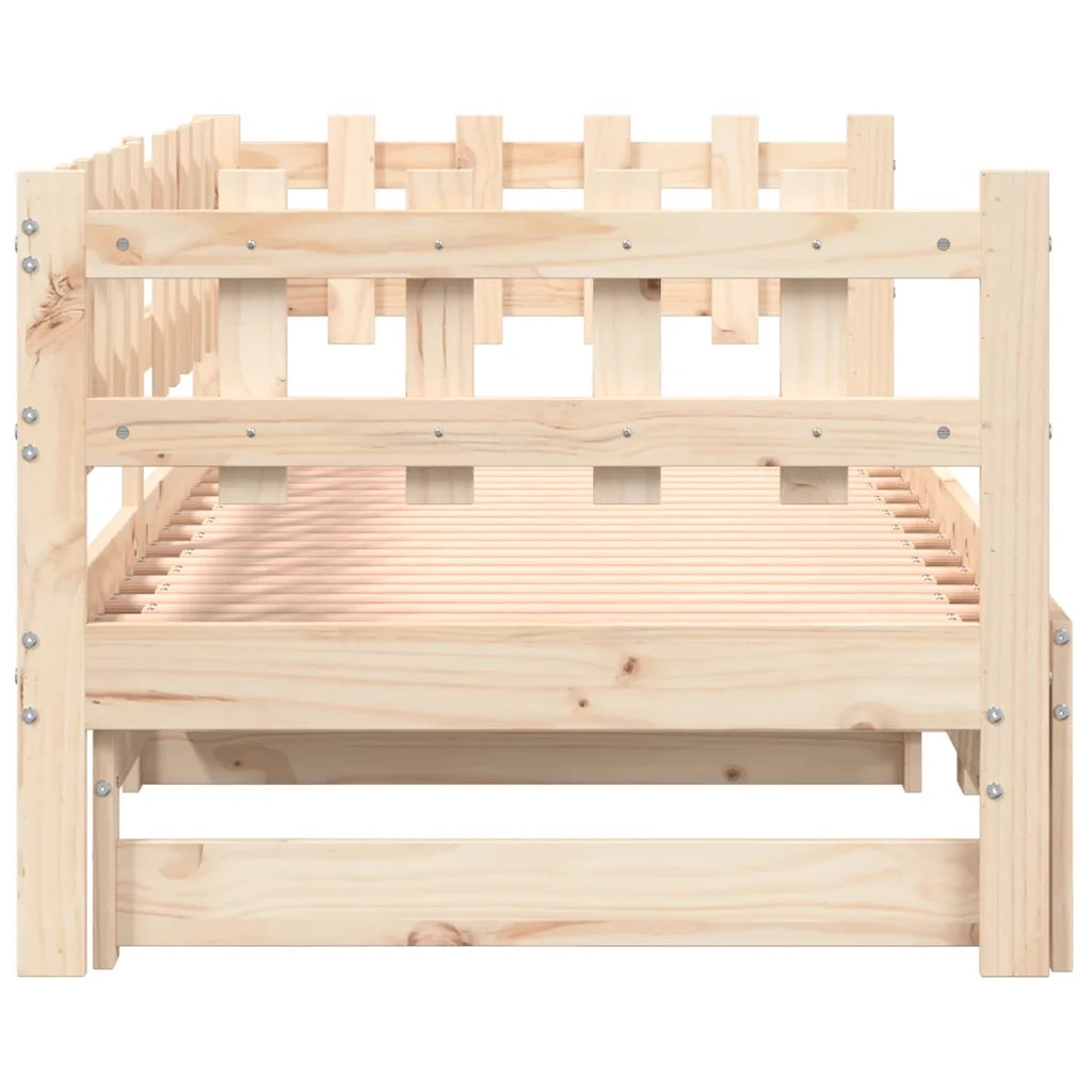 Letto singolo | Letto per adulti | Dormeuse Estraibile 2x(90x200) cm Legno Massello di Pino